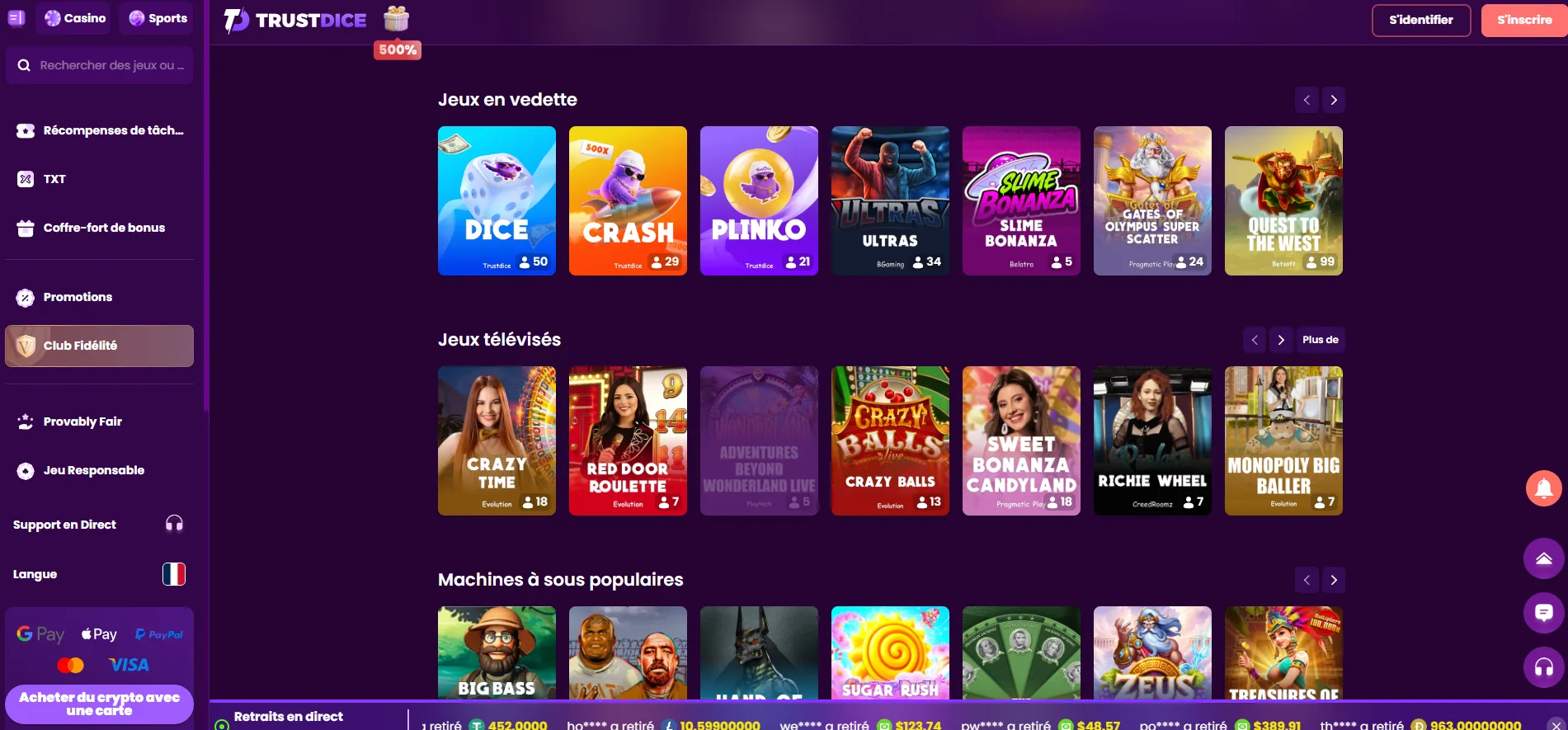 Trustdice jeux